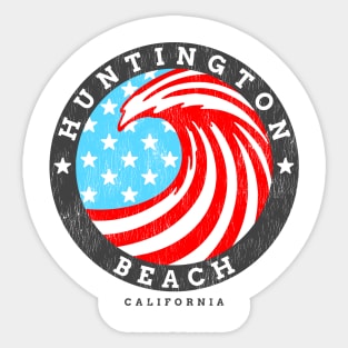 Huntington Beach, CA Summertime Patriotic 4th Pride Surfing Sticker